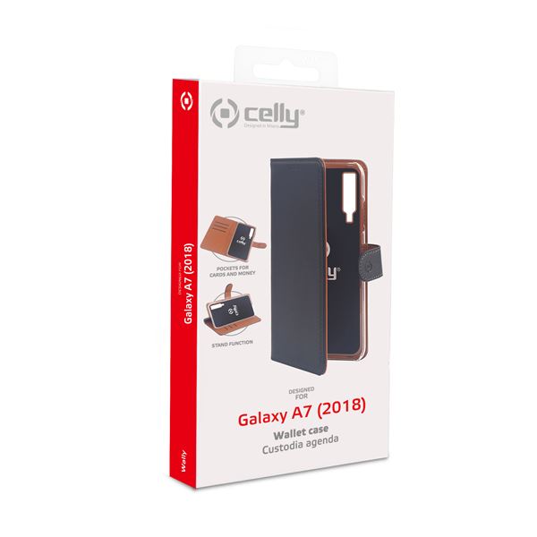 Celly Wally WALLY795 - Flip cover per cellulare - plastica, finta pelle - per Samsung Galaxy A7 (2018)