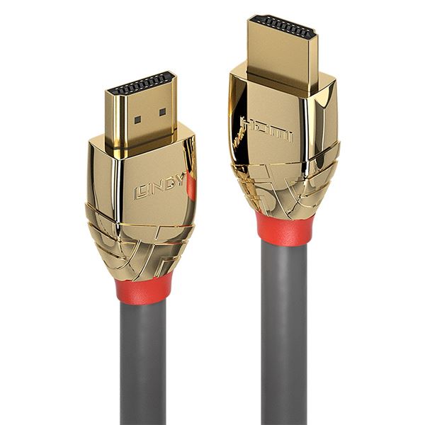 Lindy Gold Line - Cavo HDMI con Ethernet - HDMI maschio a HDMI maschio - 1 m - tripla schermatura - grigio - supporto 4K