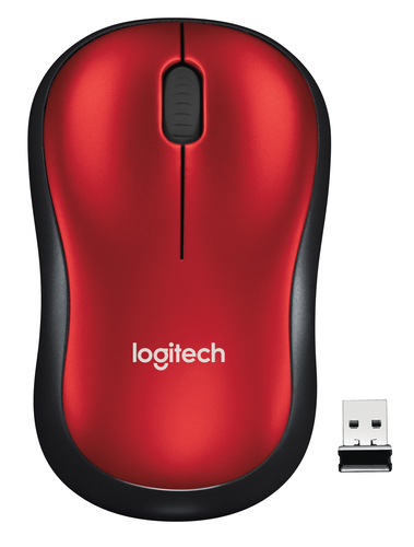 Logitech M185 - Mouse - ottica - senza fili - 2.4 GHz - ricevitore wireless USB - rosso