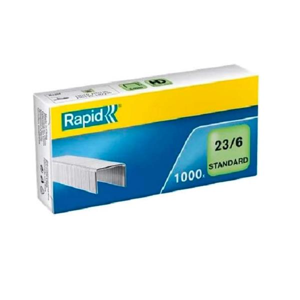 Rapid Standard - Punti metallici - 23/6 - 6 mm - acciaio galvanizzato - pacco da 1000 - per Fashion HD110