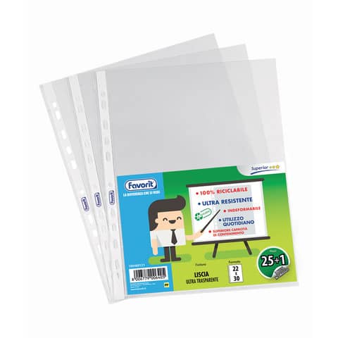 Favorit SUPERIOR - Busta trasparente - per 220 x 300 mm - trasparente (pacchetto di 26)