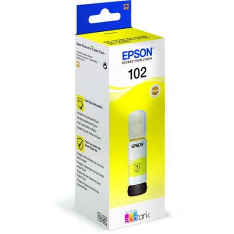 Epson 102 - 70 ml - giallo - originale - serbatoio inchiostro - per EcoTank ET-15000, 2750, 2751, 2756, 2850, 2851, 2856, 3850, 4750, 4850, 4856