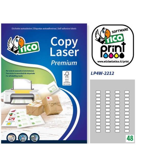 Tico Copy Laser Premium - Carta - autoadesivo permanente - bianco - 22 x 12.7 mm 4800 etichette (100 foglio(i) x 48) etichette