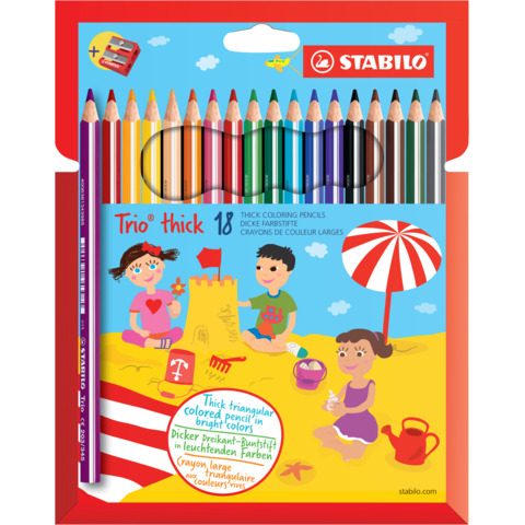 STABILO Trio thick - Pastello colorato - colori assortiti - 4.2 mm (pacchetto di 18)