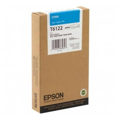 Epson T6122 - 220 ml - ciano - originale - cartuccia d'inchiostro - per Stylus Pro 7400, Pro 7450, Pro 9400, Pro 9450