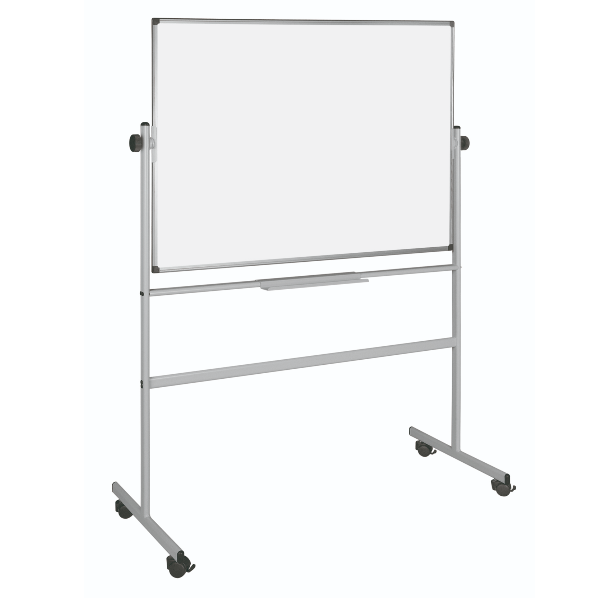 Bi-Office Revolver - Lavagna bianca - a pavimento - 1200 x 900 mm - acciaio laccato - magnetica - fronte e retro - reversibile - mobile - bianco