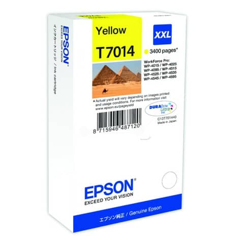Epson T7014 - 34.2 ml - misura XXL - giallo - originale - blister - cartuccia d'inchiostro - per WorkForce Pro WP-4015 DN, WP-4095 DN, WP-4515 DN, WP-4525 DNF, WP-4595 DNF