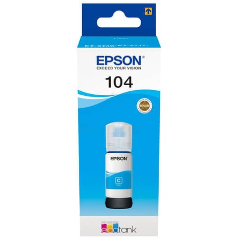 Epson EcoTank 104 - 65 ml - ciano - originale - serbatoio inchiostro - per EcoTank ET-1810, 2715, 2721, 2810, 2811, 2812, 2814, 2815, 2820, 2821, 2825, 2826, 4800