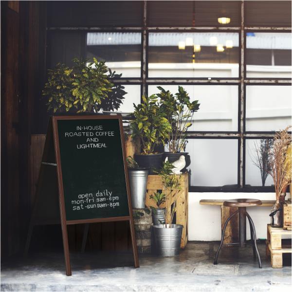 Bi-Office - Lavagna - a pavimento - 900 x 600 mm - fronte e retro - nero - struttura ciliegia