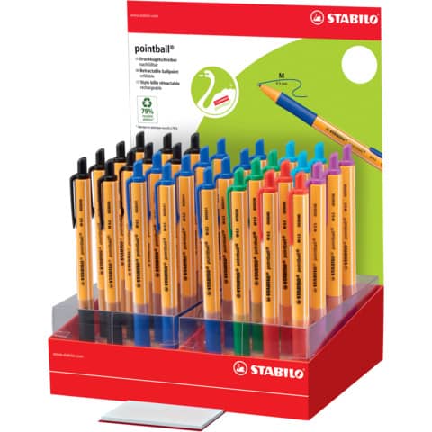 STABILO pointball - Penna a sfera - 0.5 mm - retrattile (pacchetto di 32)