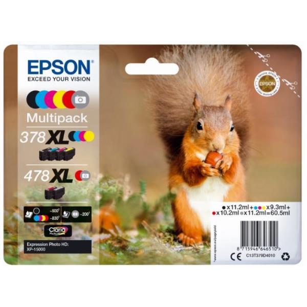 Epson 478XL Multipack - Confezione da 6 - 60.5 ml - alta capienza - grigio, nero, giallo, ciano, magenta, rosso - originale - cartuccia d'inchiostro - per Expression Home HD XP-15000