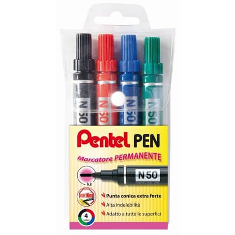 Pentel PEN - Marcatore - permanente - inchiostro a base olio - 2.2 mm (pacchetto di 4)