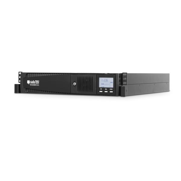 Riello UPS Vision Dual VSD 2200 - UPS (installabile in rack / esterno) - 220/230/240 V c.a. V - 1980 Watt - 2200 VA - 1 fase - RS-232, USB - connettori di uscita 9 - 2U - 19" - nero