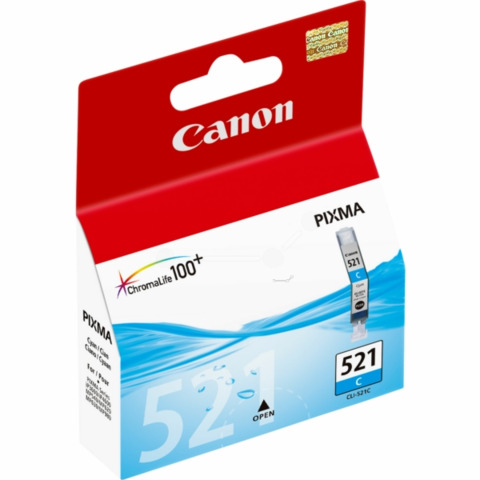 Canon CLI-521C - 9 ml - ciano - originale - serbatoio inchiostro - per PIXMA iP3600, iP4700, MP540, MP550, MP560, MP620, MP630, MP640, MP980, MP990, MX860, MX870