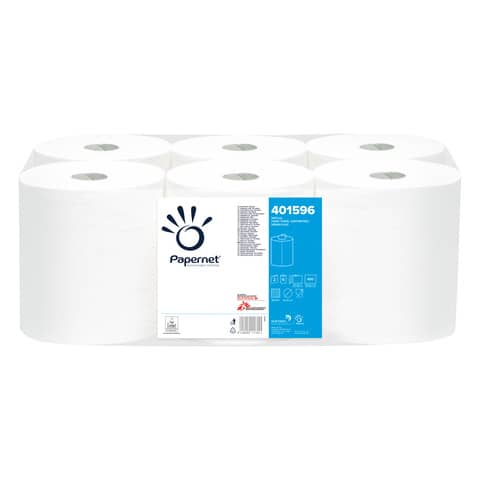 Papernet Special - Asciugamani - pura cellulosa - 450 fogli - rotolo centrale - 137.25 m - bianco (pacchetto di 6)