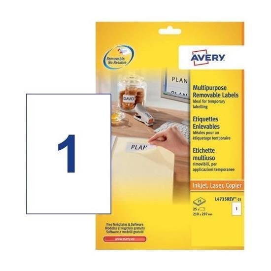 Avery - Adesivo rimovibile - bianco - A4 …