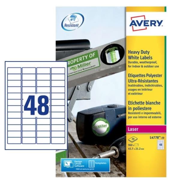 Avery Heavy Duty Laser Labels - Poliestere - …