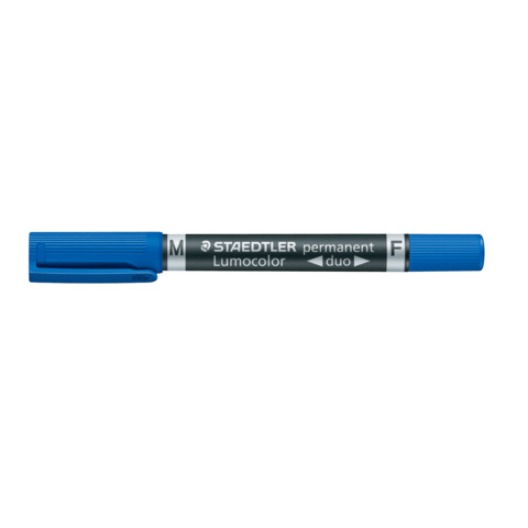 STAEDTLER Lumocolor duo - Pennarello a due punte - permanente - blu - 1.5 mm / 0.6 mm - medio / fine