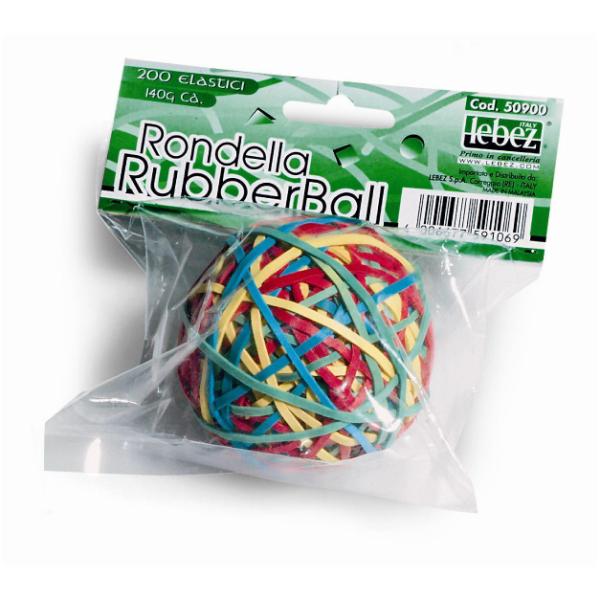 Lebez RubberBall - Elastici - 0.3 cm x 7.5 cm - 140 g - assortiti (pacchetto di 200)