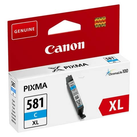 Canon CLI-581C XL - 8.3 ml - misura XL - ciano - originale - serbatoio inchiostro - per PIXMA TS6251, TS6350, TS6351, TS705, TS8252, TS8350, TS8351, TS8352, TS9550, TS9551