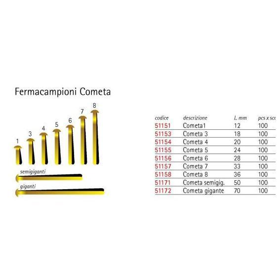 Molho Leone Fermacampioni Cometa 08 - Graffetta per carta - 36 mm - acciaio - placcato nickel - pacco da 100