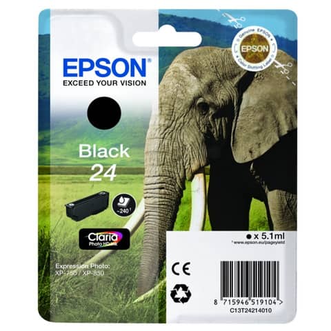 Epson 24 - 5.1 ml - nero - originale - cartuccia d'inchiostro - per Expression Photo XP-55, 750, 760, 850, 860, 950, 960, 970; Expression Premium XP-750, 850