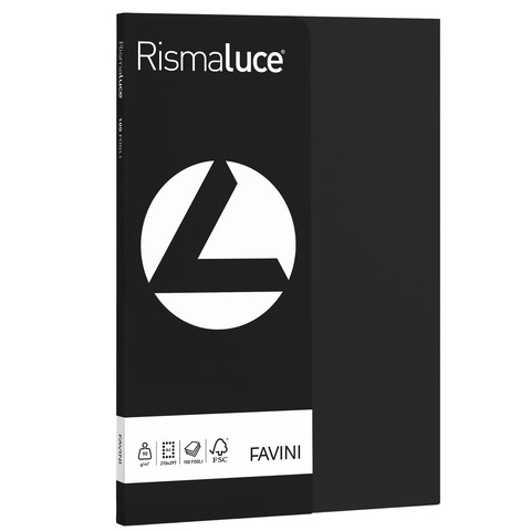 FAVINI RismaLuce Small - Cellulosa - nero - A4 (210 x 297 mm) - 90 g/m² - 100 fogli carta colorata