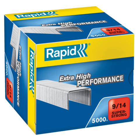 Rapid Super Strong - Punti metallici - 9/14 - 14 mm - acciaio galvanizzato - pacco da 5000 - per Rapid HD9