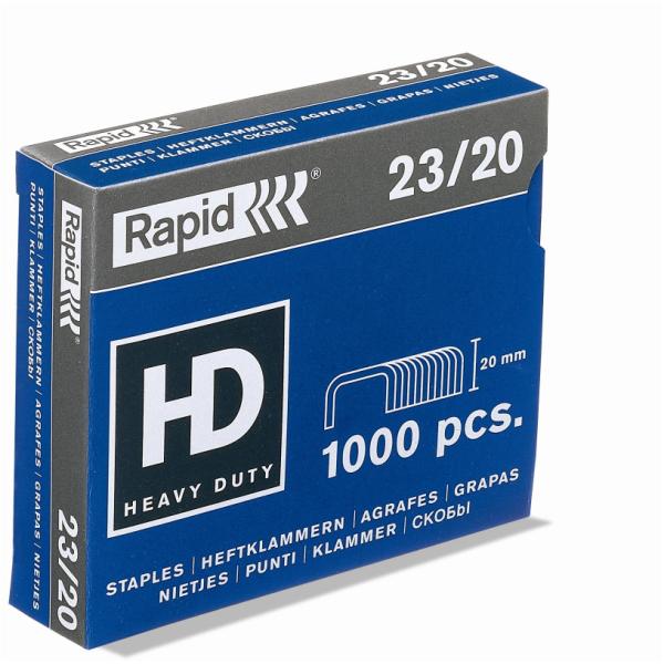 Rapid Strong - Punti metallici - 23/20 - acciaio galvanizzato - pacco da 1000 - per P/N: 20886001, 23633700