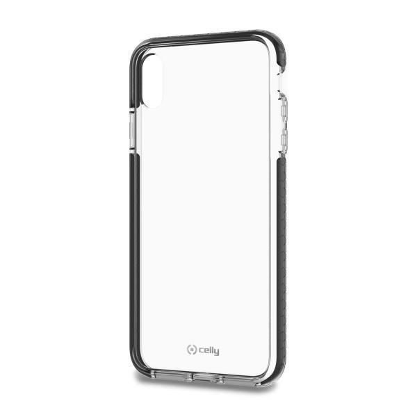 Celly Hexagon HEXAGON999BK - Cover per cellulare - elastomero termoplastico (TPE), KIBITON rubber - nero, trasparente - per Apple iPhone XS Max