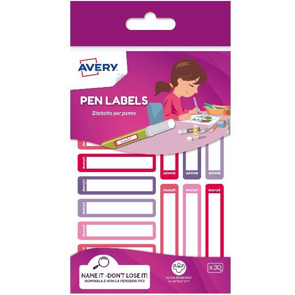 Avery - Etichetta per penna - 50 x 10 mm - rettangolare - rosa, viola (pacchetto di 30)