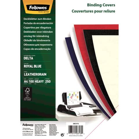 Fellowes Delta - A4 (210 x 297 mm) - blu reale - 250 g/m² - 100 pezzi copertina per rilegatura