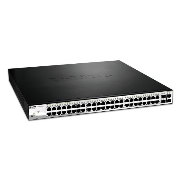 D-Link Web Smart DGS-1210-52MP - Switch - gestito - 8 x 10/100/1000 (PoE+) + 40 x 10/100/1000 (PoE) + 4 x SFP - desktop, montabile su rack - PoE+ (370 W)