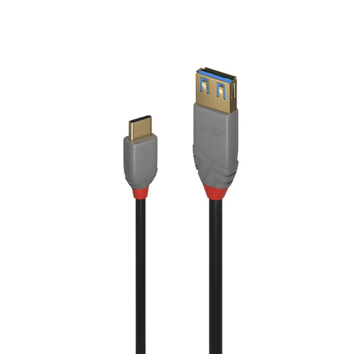 Lindy Black Line - Cavo USB - 24 pin USB-C (M) a USB Tipo A (F) - USB 3.1 Gen 2 - 15 cm