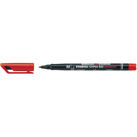 STABILO OHPen universal - Penna a punta sottile - permanente - per lucidi - rosso - 1 mm - medio