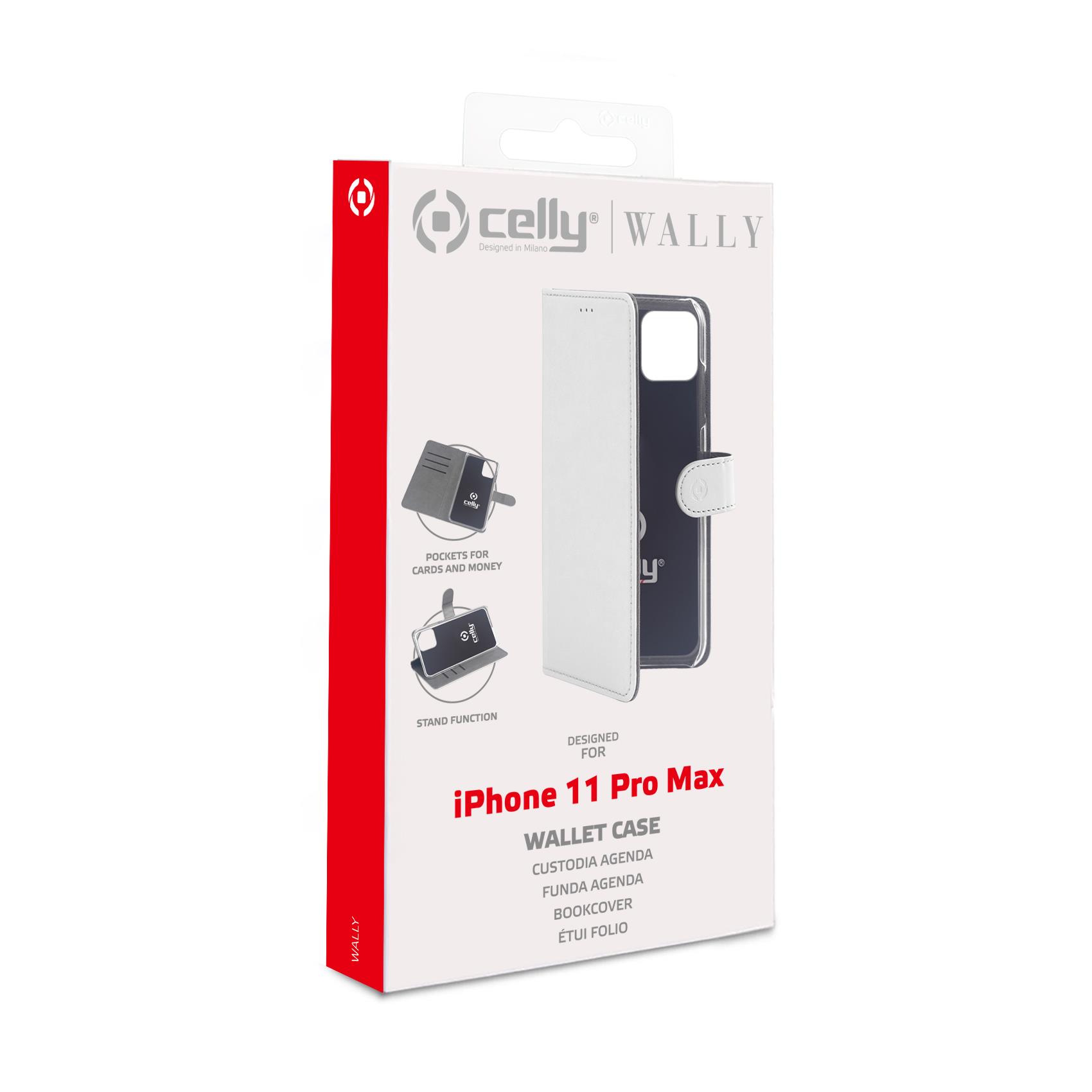 Celly Wally - Flip cover per cellulare - similpelle - bianco - per Apple iPhone 11 Pro Max