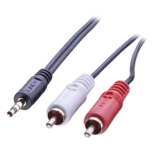 Lindy Premium - Cavo audio - RCA x 2 maschio a mini-phone stereo 3.5 mm maschio - 5 m - nero - stampato