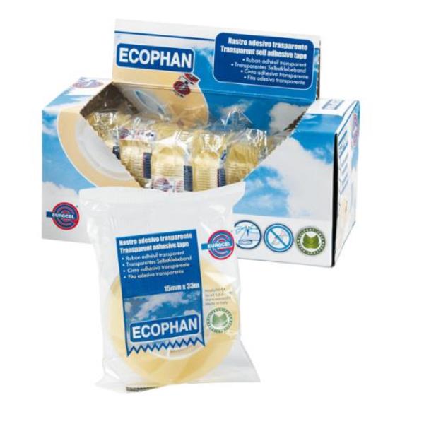 Eurocel Ecophan - Nastro da imballaggio - 15 mm x 33 m - polipropilene orientato biassialmente - trasparente