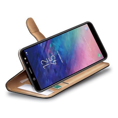 Celly Wally WALLY737 - Flip cover per cellulare - plastica, similpelle - nero - per Samsung Galaxy A6