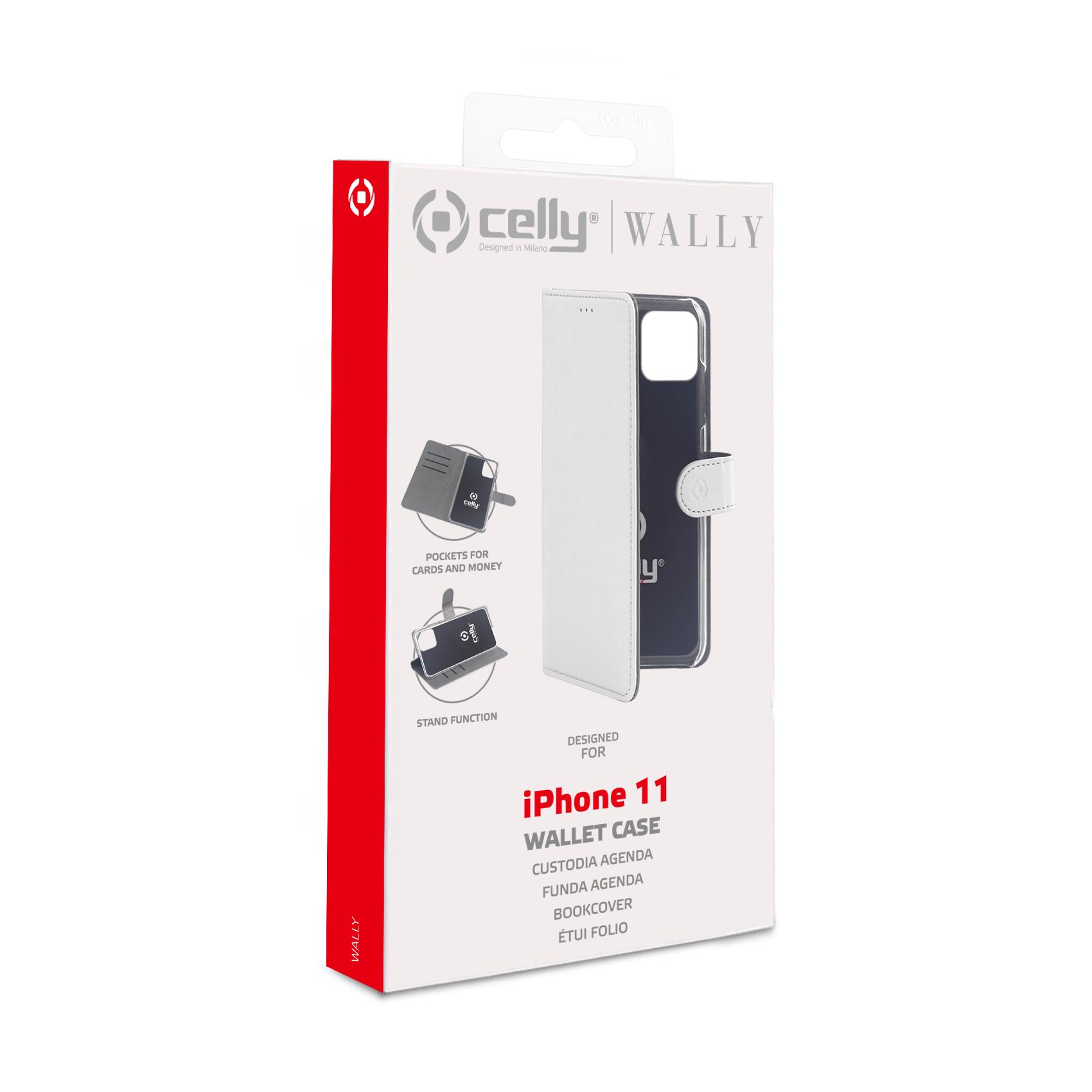 Celly Wally - Flip cover per cellulare - similpelle - bianco - per Apple iPhone 11