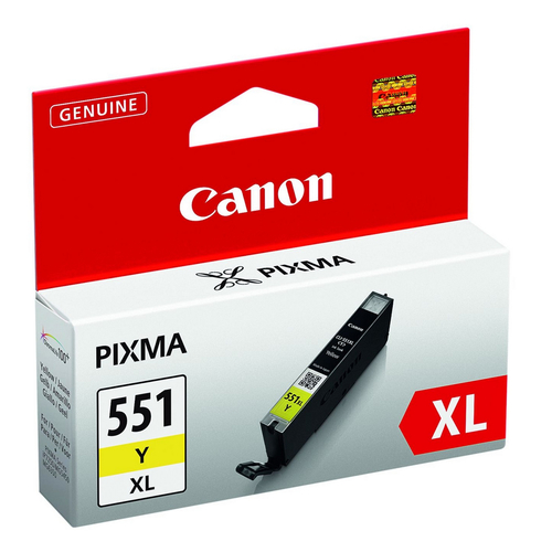 Canon CLI-551Y XL - 11 ml - Alta resa - giallo - originale - serbatoio inchiostro - per PIXMA iP8750, iX6850, MG5550, MG5650, MG5655, MG6450, MG6650, MG7150, MG7550, MX725, MX925