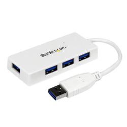 StarTech.com Hub portatile mini USB 3.0 SuperSpeed a 4 porte - Perno e concentratore Ultrabook™ USB 3.0 con cavo integrato - Bianco - Hub - 4 x SuperSpeed USB 3.0 - desktop - per P/N: FCREADMICRO3, MSDREADU2OTG, MSDREADU3CA