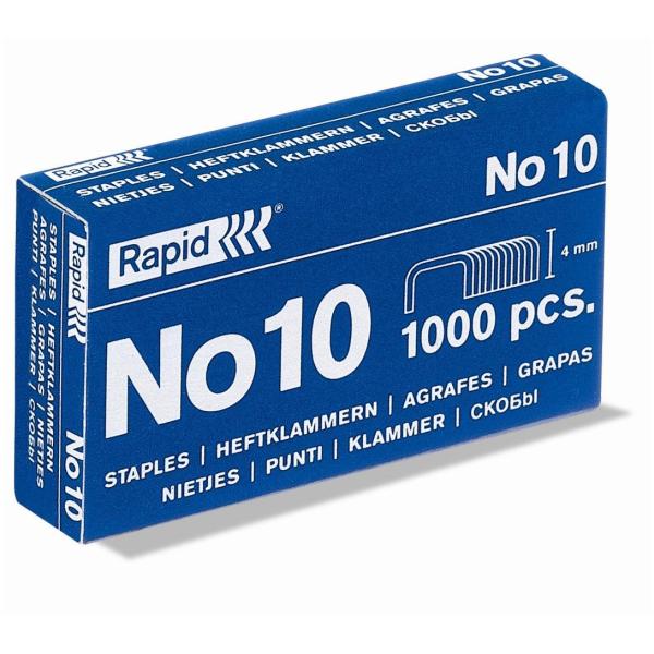 Rapid Standard - Punti metallici - 10/4 - 4 mm - acciaio galvanizzato - pacco da 1000 - per Rapid TEN 12, TEN 3; Economy E10; Fashion F10, F11, F15