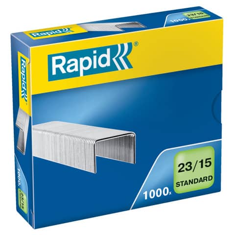 Rapid Standard - Punti metallici - 23/15 - 15 mm - acciaio galvanizzato - pacco da 1000 - per Fashion HD110