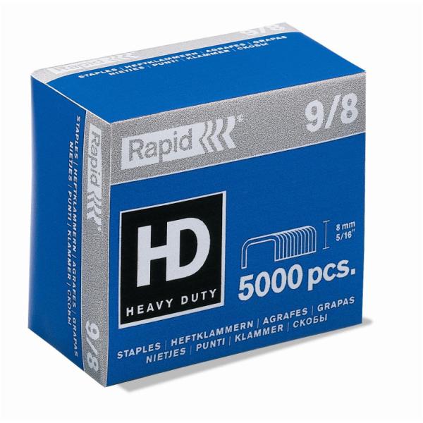 Rapid Super Strong - Punti metallici - 9/8 - 8 mm - acciaio galvanizzato - pacco da 5000 - per Rapid HD9; Fashion HD110