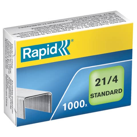 Rapid Standard - Punti metallici - 21/4 - 4 mm - acciaio galvanizzato - pacco da 1000 - per Classic K2; Fashion Baby-Ray, F18, F30; Fashion StandUP Ultimate NXT; Supreme Freeze, S1