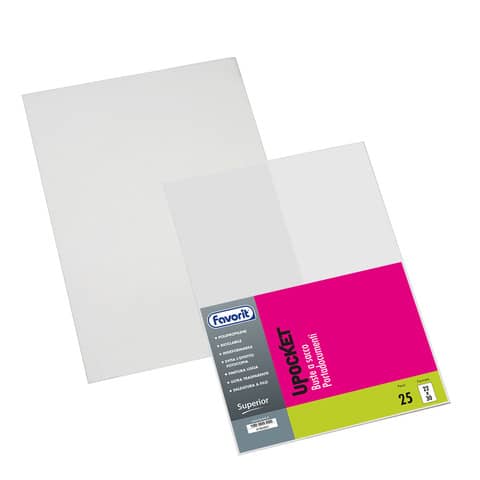 Favorit UPOCKET SUPERIOR - Tasca protettiva - per 220 x 300 mm - trasparente (pacchetto di 25)