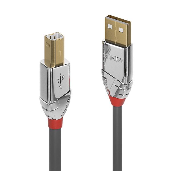 Lindy CROMO - Cavo USB - USB (M) a USB Tipo B (M) - USB 2.0 - 5 m - di forma rotonda - grigio