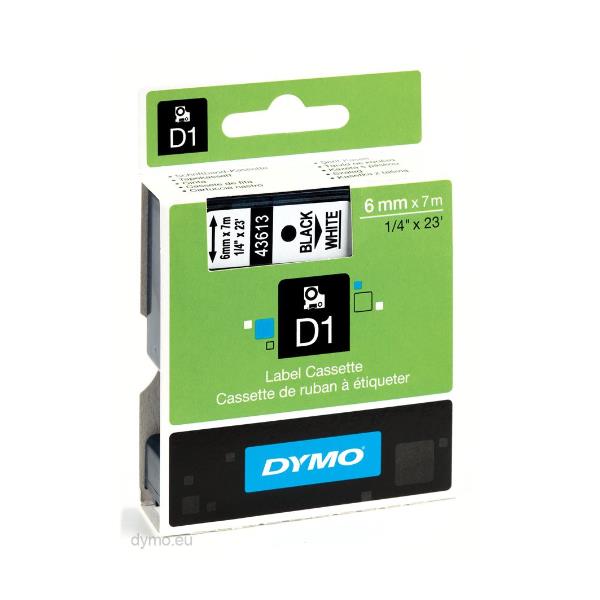 DYMO D1 - Poliestere - autoadesivo - nero su bianco - Rotolo (0,6 cm x 7 m) 1 cassetta(e) rotolo di etichette - per LabelMANAGER 100, 160, 210, 220, 260, 280, 300, 360, 420, Wireless PnP; LabelPOINT 250