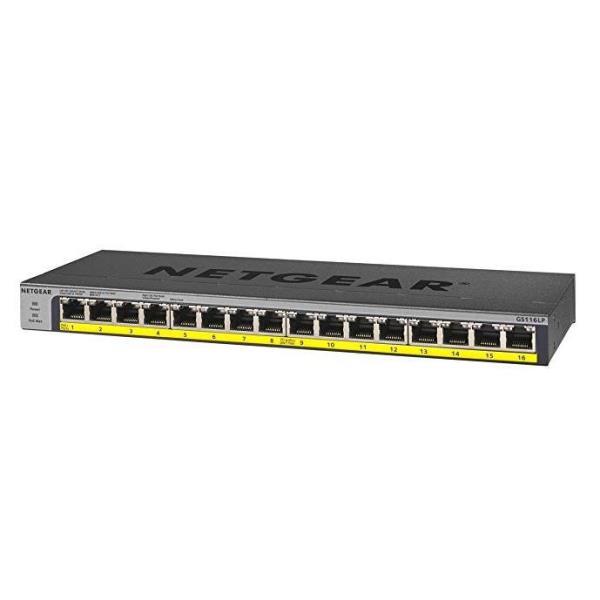 NETGEAR GS116PP - Switch - unmanaged - 16 x 10/100/1000 (PoE+) - desktop, montabile su rack, montaggio a parete - PoE+ (183 W) - alimentazione CC